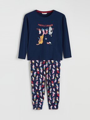 Pijama Takım LACİVERT BASKILI