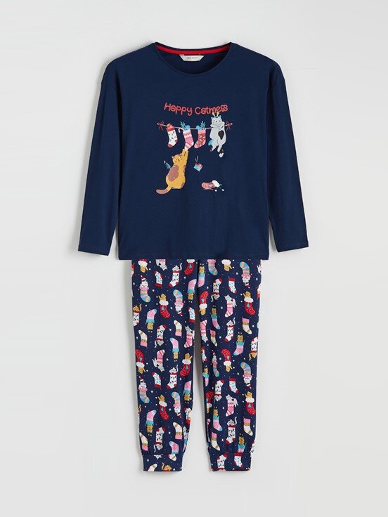 Pijama Takım LACİVERT BASKILI