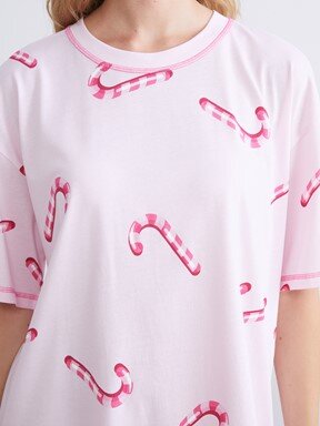 Gecelik PEMBE BASKILI