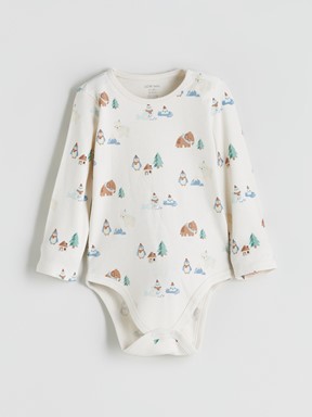 Çıtçıtlı Body AÇIK BEJ BASKILI