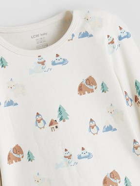 Çıtçıtlı Body AÇIK BEJ BASKILI