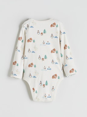 Çıtçıtlı Body AÇIK BEJ BASKILI