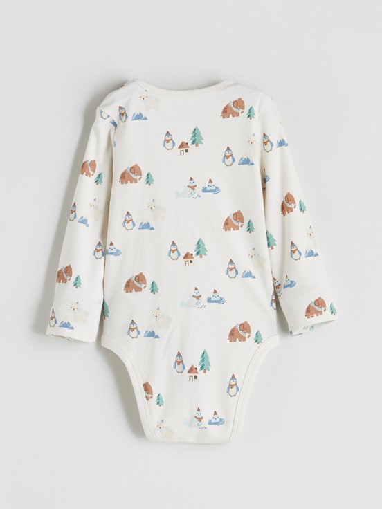 Çıtçıtlı Body AÇIK BEJ BASKILI