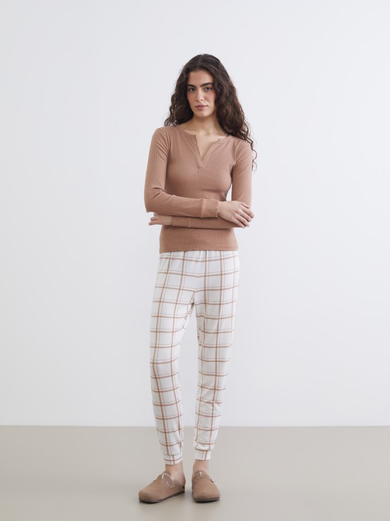 Pijama Takım KAHVERENGİ EKOSELİ