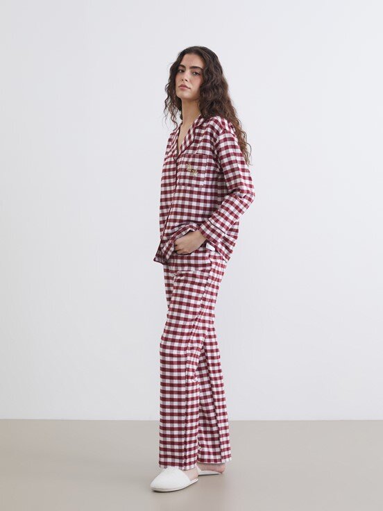 Pijama Takım KOYU KIRMIZI EKOSELİ