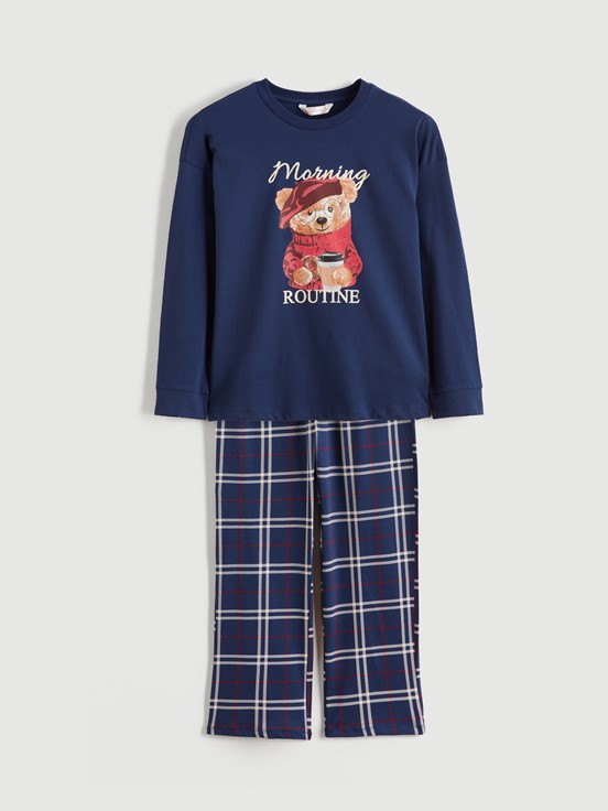 Pijama Takım LACİVERT EKOSELİ