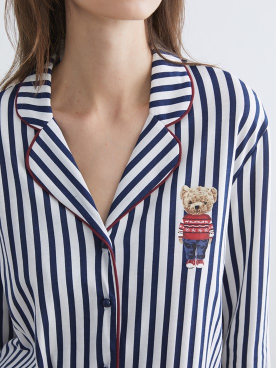 Pijama Takım LACİVERT ÇİZGİLİ