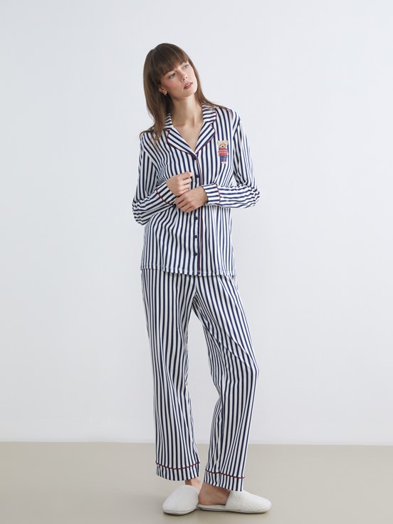 Pijama Takım LACİVERT ÇİZGİLİ