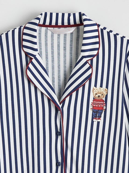 Pijama Takım LACİVERT ÇİZGİLİ