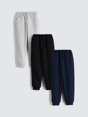 Beli Lastikli Basic Erkek Çocuk Eşofman Altı 3'lü Paket YENİ SİYAH