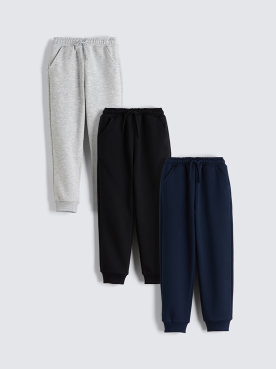 Beli Lastikli Basic Erkek Çocuk Eşofman Altı 3'lü Paket YENİ SİYAH