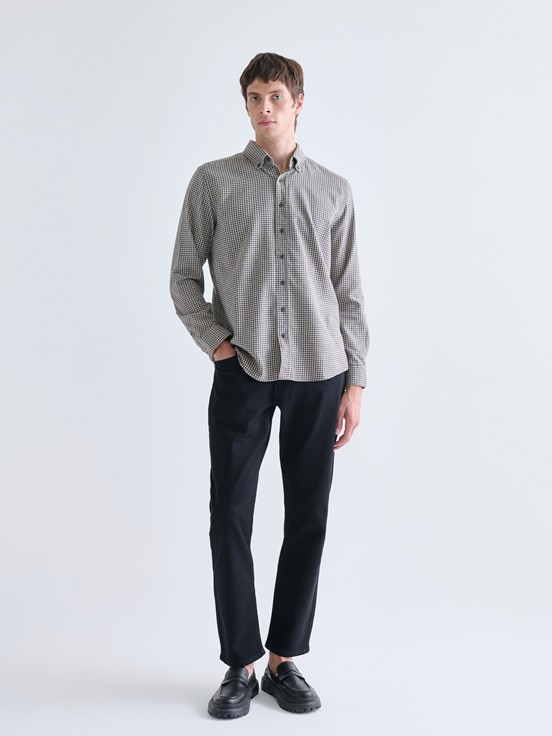 LCW CLASSIC Regular Fit Uzun Kollu Ekose Erkek Oduncu Gömlek BEJ