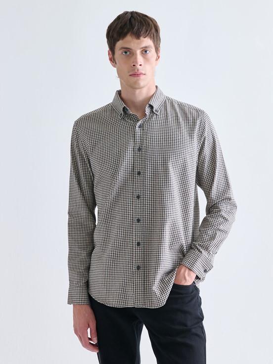 LCW CLASSIC Regular Fit Uzun Kollu Ekose Erkek Oduncu Gömlek BEJ