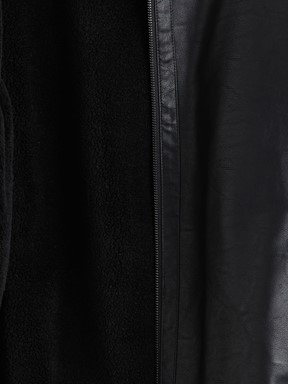 Deri Görünümlü Mont YENİ SİYAH