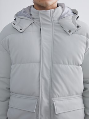 Deri Görünümlü Mont AÇIK GRİ