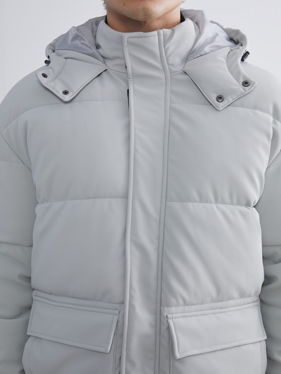 Deri Görünümlü Mont AÇIK GRİ