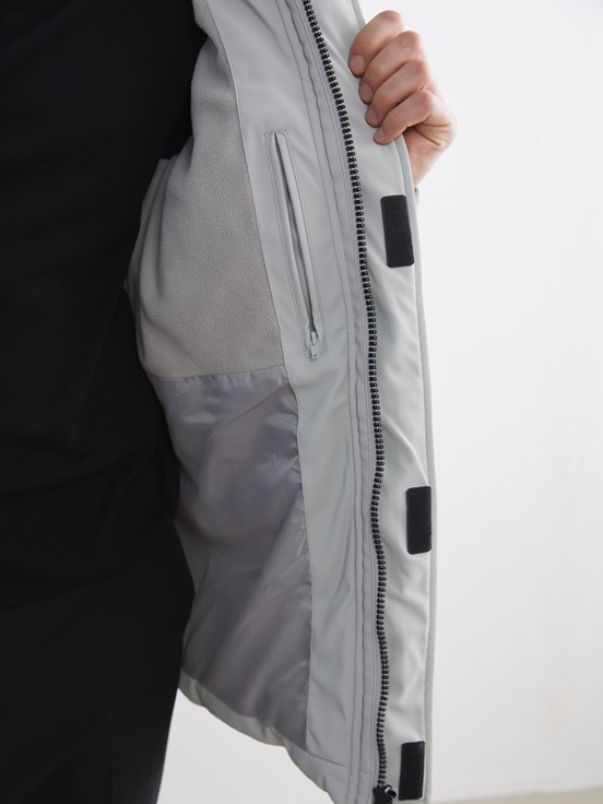 Deri Görünümlü Mont AÇIK GRİ