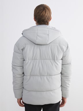 Deri Görünümlü Mont AÇIK GRİ