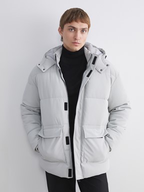 Deri Görünümlü Mont AÇIK GRİ