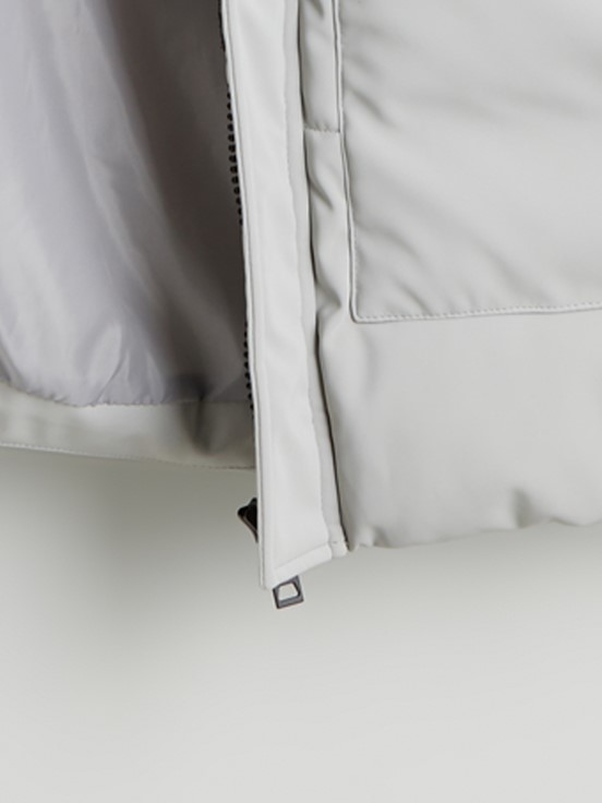 Deri Görünümlü Mont AÇIK GRİ