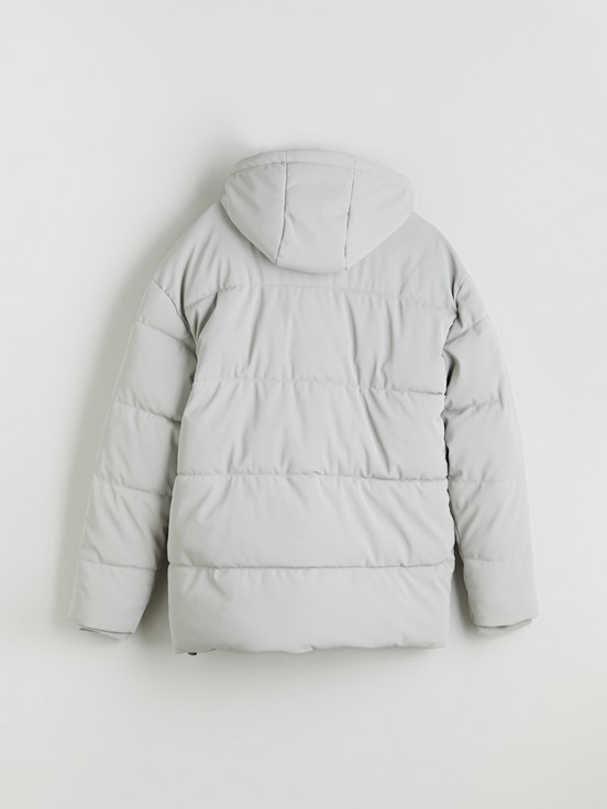 Deri Görünümlü Mont AÇIK GRİ