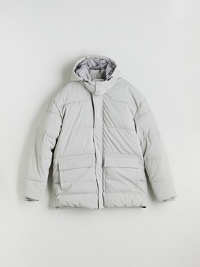 Deri Görünümlü Mont AÇIK GRİ