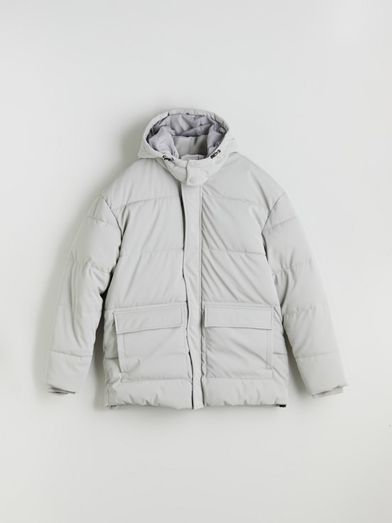 Deri Görünümlü Mont AÇIK GRİ