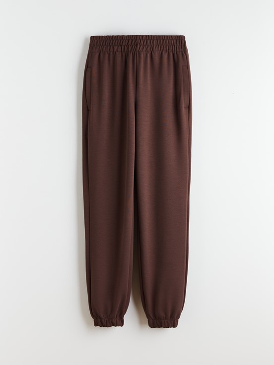 XSIDE Beli Lastikli Kadın Jogger Eşofman Altı KAHVERENGİ