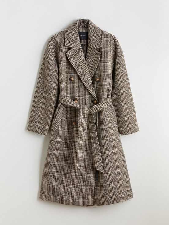 Kaşe Kaban KAHVERENGİ EKOSELİ