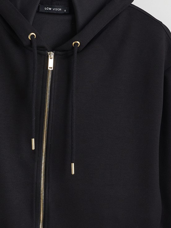 Fermuarlı Sweatshirt YENİ SİYAH