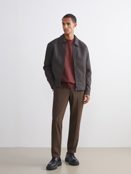 Deri Görünümlü Ceket KAHVERENGİ