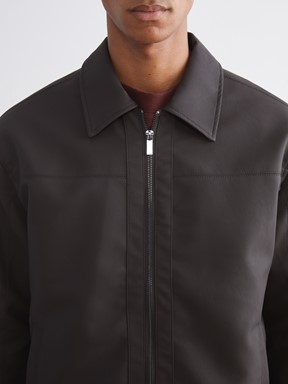 Deri Görünümlü Ceket KAHVERENGİ