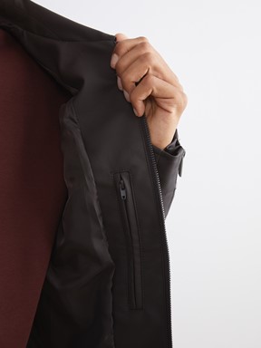 Deri Görünümlü Ceket KAHVERENGİ