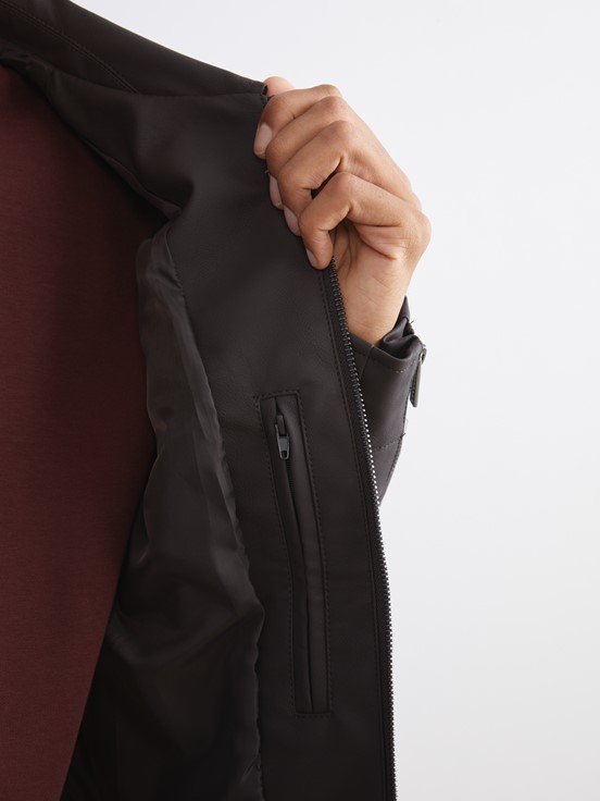 Deri Görünümlü Ceket KAHVERENGİ