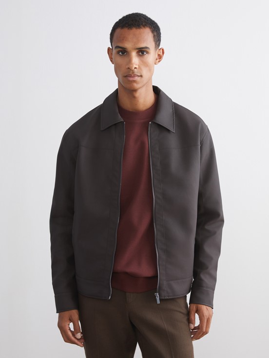 Deri Görünümlü Ceket KAHVERENGİ