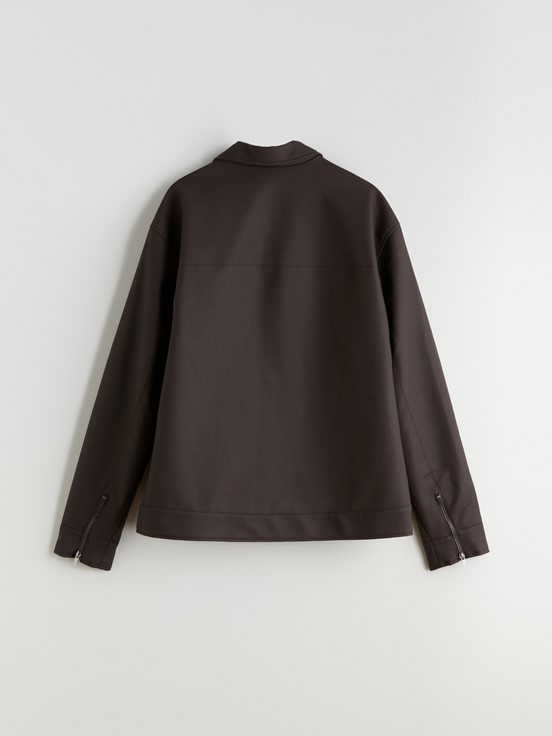 Deri Görünümlü Ceket KAHVERENGİ