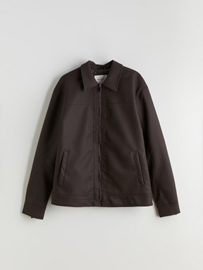 Deri Görünümlü Ceket KAHVERENGİ