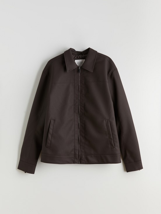 Deri Görünümlü Ceket KAHVERENGİ