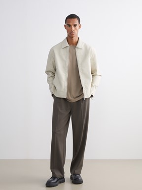 Deri Görünümlü Ceket AÇIK GRİ