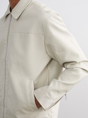 Deri Görünümlü Ceket AÇIK GRİ