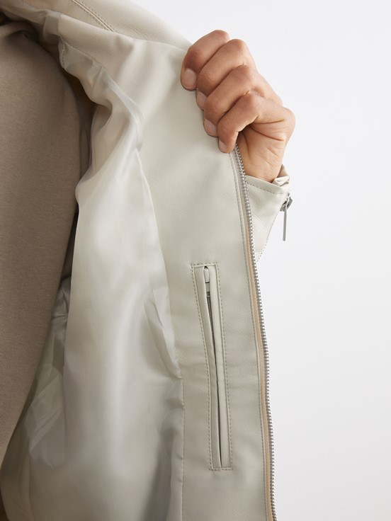 Deri Görünümlü Ceket AÇIK GRİ