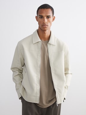 Deri Görünümlü Ceket KAHVERENGİ