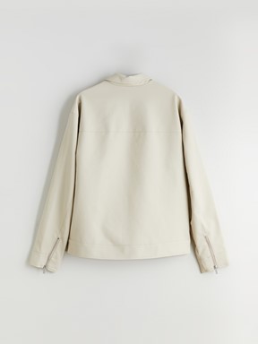 Deri Görünümlü Ceket AÇIK GRİ