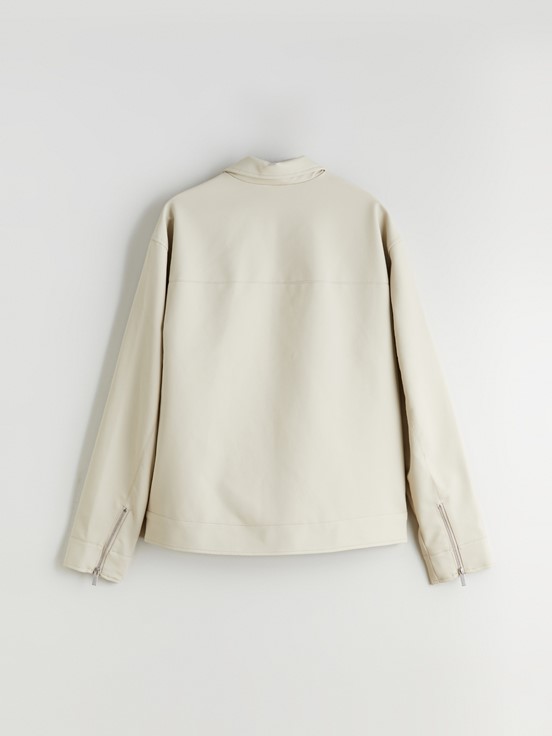 Deri Görünümlü Ceket AÇIK GRİ