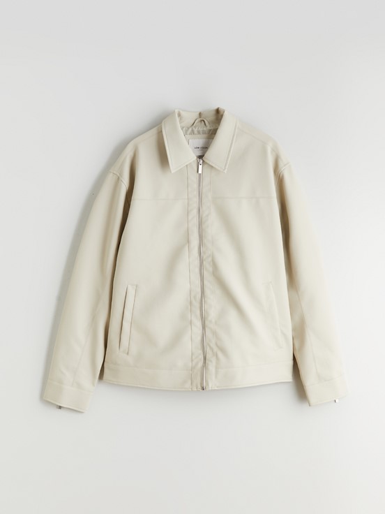 Deri Görünümlü Ceket AÇIK GRİ