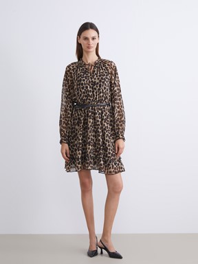 Elbise KAHVERENGİ BASKILI