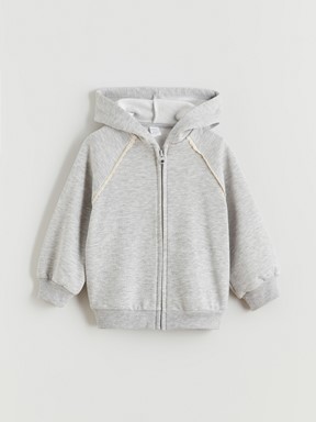 Fermuarlı Sweatshirt GRİ MELANJ