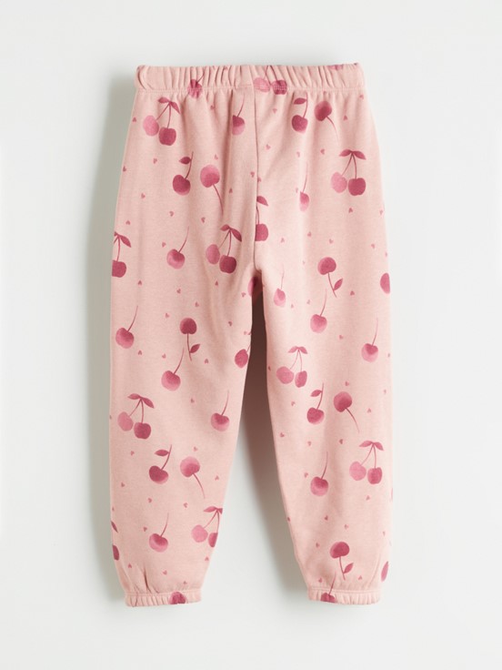 Beli Lastikli Kız Çocuk Jogger Eşofman Alt PEMBE BASKILI