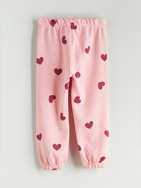 Beli Lastikli Kız Çocuk Jogger Eşofman Alt PEMBE BASKILI