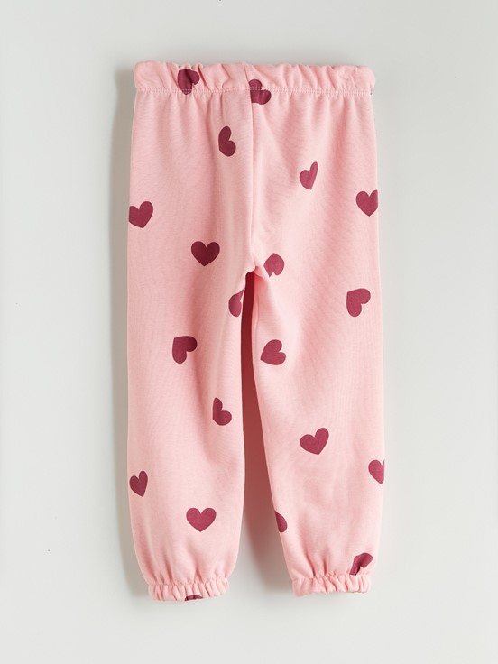 Beli Lastikli Kız Çocuk Jogger Eşofman Alt PEMBE BASKILI